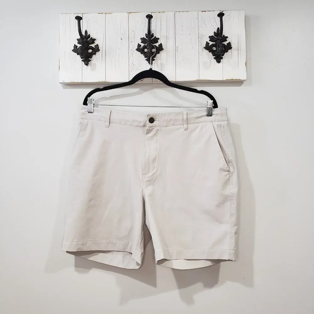 Faherty All Day Shorts 7” Stone Khaki Stretch Size 35